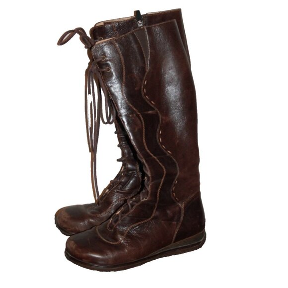 Dansko Women's Penelope Brown Leather Knee High Lace Up Boots Size 39/ 8-8.5 US - Picture 1 of 5